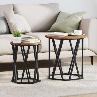 vidaXL Masă de cafea 2 pcs Lemn vechi 50 x 50 x 50 cm 868265 foto