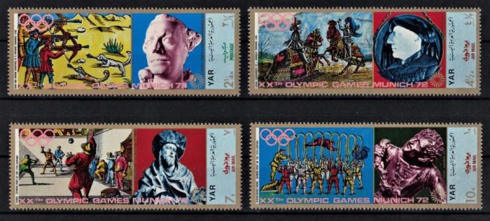 YEMEN 1971 - Arta, sculpturi, sport in Evul mediu / serie completa MNH [2 img]