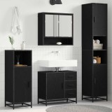 vidaXL Set de mobilier pentru baie cu sertar cu ușă 4 pcs Stejar negru 3402449