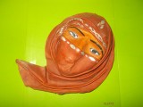 Cumpara ieftin MASCA lucrata manual din PIELE NATURALA , femeie cu voal , burka , Tunisia