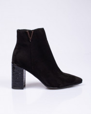 Botine elegante cu toc comod in relief 22HAT03303 foto