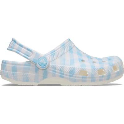 Saboti Crocs Classic Gingham Clog Alb - White/Blue foto