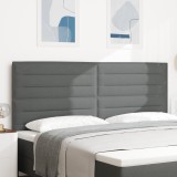 vidaXL Cap de pat cu LED-uri Design Linii Gri &Icirc;nchis 100 cm Țesătură