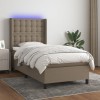 VidaXL Pat cu arcuri, saltea și LED, gri taupe, 90x190 cm, textil 3138601