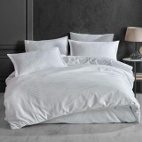 LENJERIE DE PAT BUMBAC 100 % CU HUSA PENTRU SALTEA DE 140X200, 160 X 200 SAU 180 X 200 -ALB - 160x200