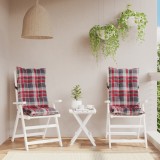 vidaXL Perne scaun cu spătar &icirc;nalt, 2 buc., roșu carouri textil oxford
