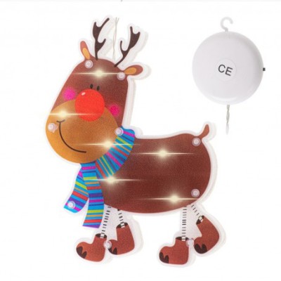 Decor fereastra Ren, cu 10 LED-uri, lumina alb rece, inaltime 23 cm foto