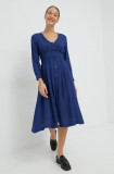 Cumpara ieftin United Colors of Benetton rochie culoarea albastru marin, midi, evazati