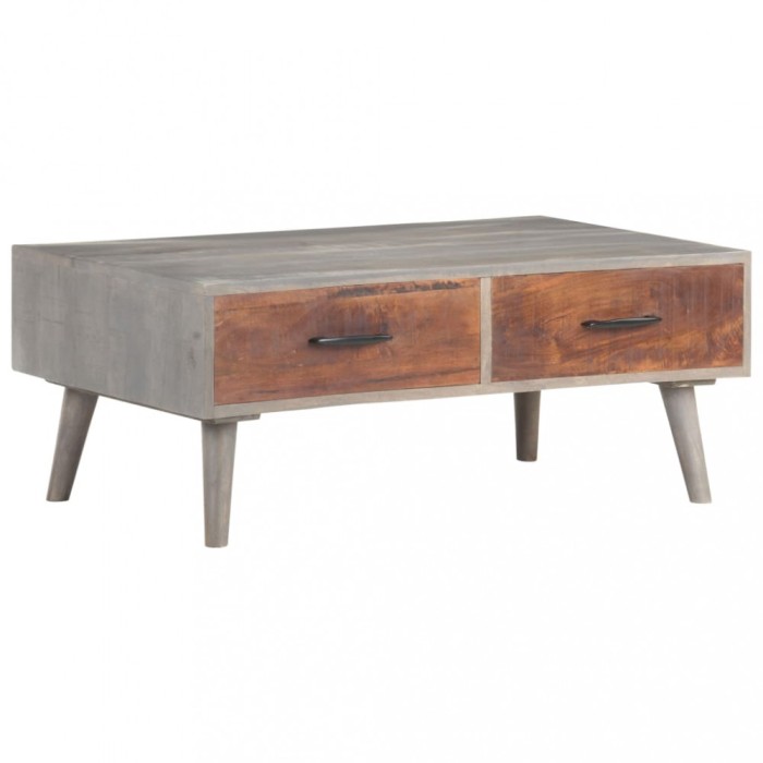 vidaXL Măsuță de cafea gri 100x60x40 cm lemn masiv de mango nefinisat 321808