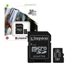 Card de memorie MicroSD Kingston Canvas Select Plus, 32GB, 100MB/s, cu adaptor PNI-SDCS2/32GB
