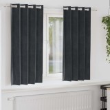 Draperii opace cu ocheți, 2 buc., gri &icirc;nchis, catifea
