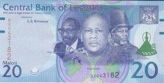 Bancnota Lesotho 20 Maloti 2021 - P27 UNC ( vezi descriere )