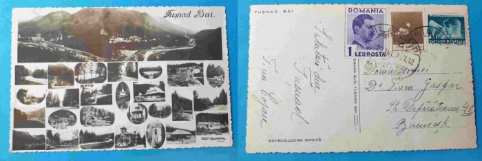 Tusnad Bai - carte postala veche, circulata, datata anul 1937