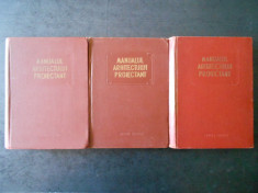 MANUALUL ARHITECTULUI PROIECTANT 3 volume (1954-1958, editie cartonata) foto