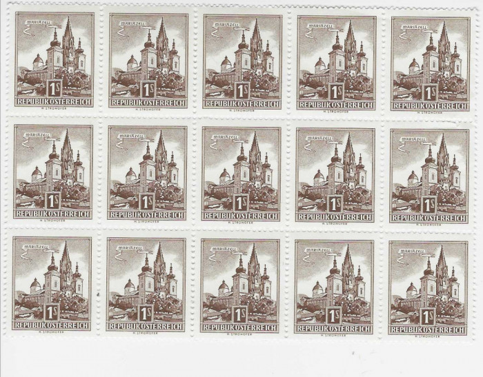 AUSTRIA- 1957 BLOC DE 15 (COTA MICHEL 22,50 EURO)