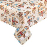 Față de masă Crăciun Case Gingerbread PEVA Ecru 180x140cm, CMCLASS, Oem