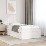VidaXL Cadru pat fără saltea, alb, 100x200 cm, lemn masiv pin