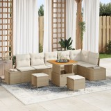 Set canapea grădină vidaXL cu 9 piese și perne Bej Rășină Poli Acacia, Set canapea grădină vidaXL cu 2 locuri și perne Bej Rășină Poli, Set grădină vi
