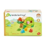 Broasca testoasa didactica, din lemn premium - Tortoise Shape Sorter - 6 piese - Tender Leaf Toys