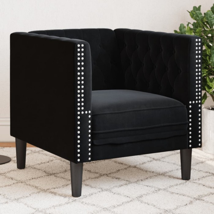 Gossi fotoliu chesterfield, negru, catifea
