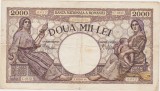Bancnotă Rom&acirc;nia 2000 lei 1941 BNR, seria C.0133, două mii lei