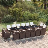 vidaXL Set mobilier de grădină cu perne, 17 piese, negru, poliratan 3095621