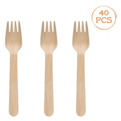 Furculițe Lemn, 16cm, Set 40 Bucăți, Reciclabile, Eco-Friendly foto