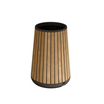 Cutie decorativă cilindrică din plastic cu relief, 83 L, nuc foto