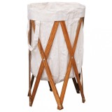 VidaXL Coș de rufe pliabil, crem, lemn și material textil