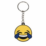 Cumpara ieftin Breloc chei emoticon ras cu lacrimi, fata comica, metalic, galben, 9.8 x 3.8 cm, inel 2.6 cm, accesoriu decorativ