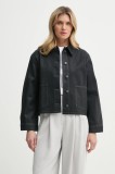Samsoe Samsoe geacă din denim SANADINA femei, culoarea negru, de tranziție, oversize, F24400175