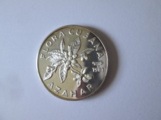 Rară! Cuba 5 Pesos 1981 argint .999 UNC/Proof Azahar(floare de portocal),moneda din imagini,ed.limitată 3000 bucăți,diametrul:30 mm,greutate:12 grame