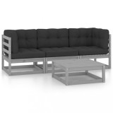 Gossi set mobilier de gradina cu perne, 4 piese, lemn masiv de pin