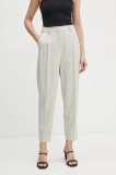 Bruuns Bazaar pantaloni din lana culoarea bej, drept, high waist, BBW4205