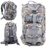 Rucsac tactic militar, Capacitate 30L, Impermeabil, Nuante Gri Camuflaj,