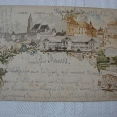 Carte postala circulata in 1898 - litografie ZAGREB, Croatia