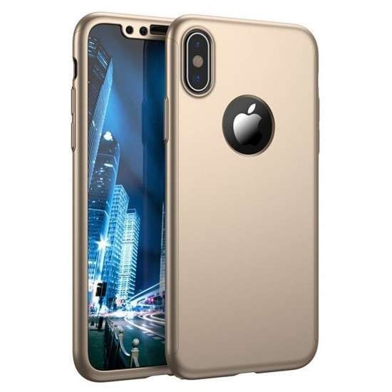 Husa samsung galaxy s10 lite full cover 360 auriu + folie de protectie