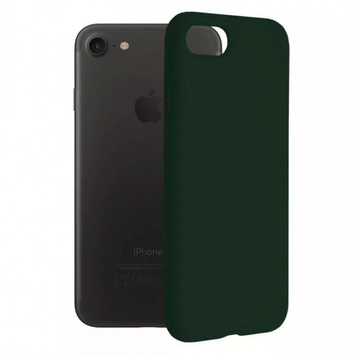 Husa iPhone 7 8 SE Silicon Verde Slim Mat cu Microfibra SoftEdge
