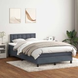 vidaXL Pat box spring cu saltea, gri &icirc;nchis, 120x220 cm, catifea 3316636