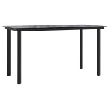 Cumpara ieftin Masa de gradina, negru, 200x100x74 cm, otel &amp; sticla securizata