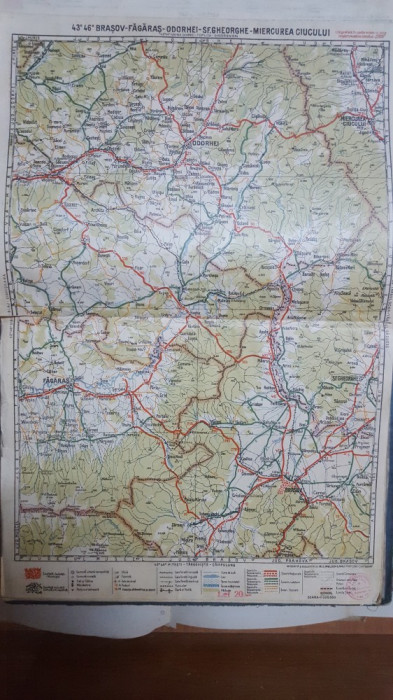 Harta Brașov, Făgăraș, Odorhei, Sf. Gheorghe, Miercurea Ciucului, Galați, 1928