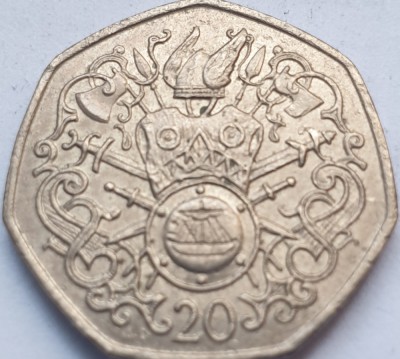 20 pence 1982 Isle of Man / Insula Man, Medieval Norse history, km#90 foto