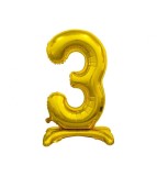 Balon folie stativ sub forma de cifra, auriu 74 cm-Tip Cifra 3