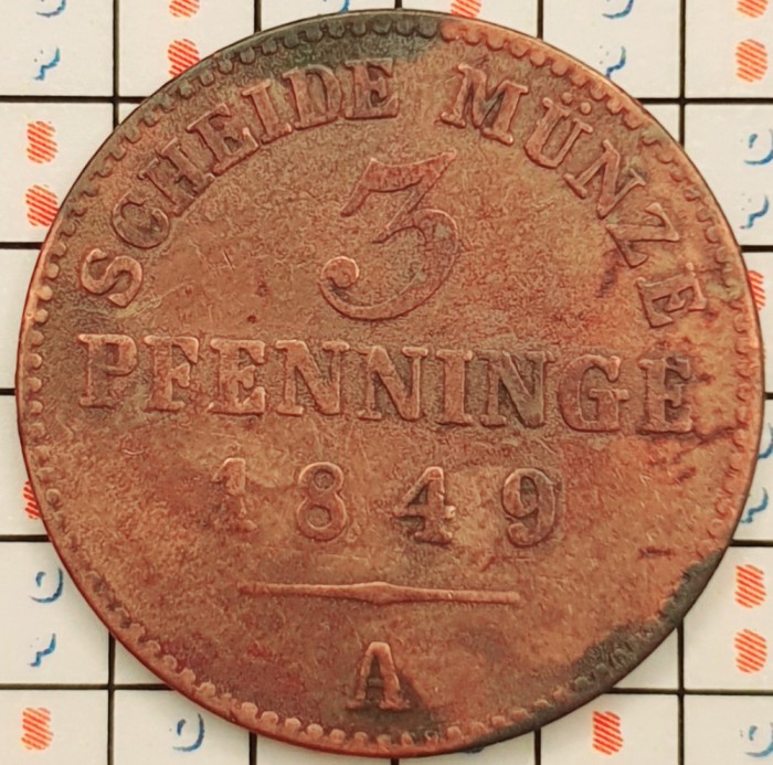 Germania Prussia Prusia 3 pfenninge 1849 - Friedrich Wilhelm IV - km 453 - A011