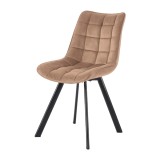 Scaun de living si bucatarie cu cadru metalic, HM K332, ergonomic, stofa velvet, 84x46x61 cm, 100 Kg, Bej