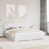 vidaXL Cadru de pat cu headboard Alb 180 x 200 cm Lemn compozit 3410861