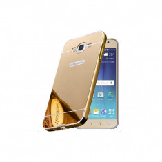 Husa Bumper Aluminiu Mirror I-berry Pentru Samsung Galaxy J1 (2016) Auriu