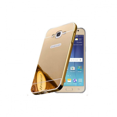 Husa Bumper Aluminiu Mirror I-berry Pentru Samsung Galaxy J1 (2016) Auriu foto
