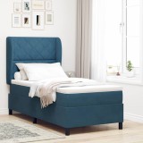 Cumpara ieftin Pat cu arcuri cu headboard Albastru inchis 200 x 100 cm Catifea