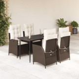 VidaXL Set mobilier de grădină, 5 piese, cu perne, maro, poliratan